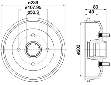 Тормозной барабан HELLA PAGID для FORD ESCORT CLASSIC (AAL, ABL) 1.6 16V