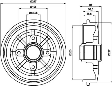 Барабанный тормозной механизм HELLA PAGID для PEUGEOT 306 Кабриолет (7D, N3, N5) 1.8 16V