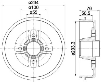 Барабанный тормозной механизм HELLA PAGID для NISSAN KUBISTAR (X76) 1.5 dCi