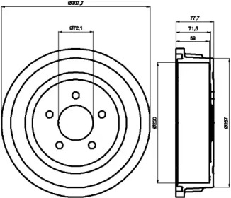 Тормозной барабан HELLA PAGID для DODGE CARAVAN 3.8 i