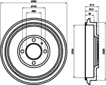 Тормозной барабан HELLA PAGID для VW CADDY II Variant (9K9B) 1.4