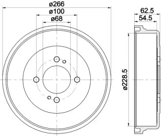 Тормозной барабан HELLA PAGID для NISSAN SUNNY III Traveller (Y10) 2.0 D