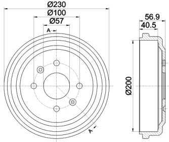 Барабанный тормозной механизм HELLA PAGID для CHEVROLET KALOS 1.2