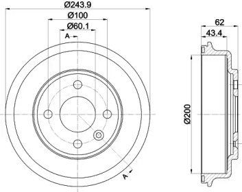 Тормозной барабан HELLA PAGID для CHEVROLET COBALT 1.5