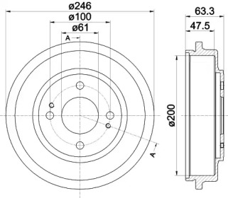 Барабанный тормозной механизм HELLA PAGID для HONDA CIVIC VII седан (ES, ET) 1.4 (ES4)