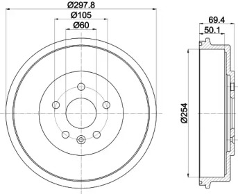 Барабанный тормозной механизм HELLA PAGID для CHEVROLET CRUZE (J300) 1.8