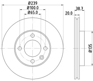 Тормозной диск HELLA PAGID для VW GOLF II (19E, 1G1) 1.8 GTI 16V