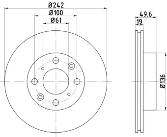 Дисковой тормозной механизм HELLA PAGID для HONDA ACCORD II Hatchback (AC, AD) 1.8 EX (AD)