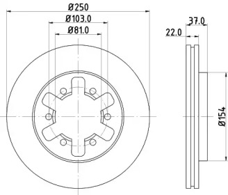 Тормозной диск HELLA PAGID для NISSAN PICK UP (D21) 2.5 D