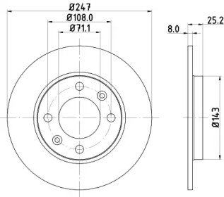 Дисковой тормозной механизм HELLA PAGID для PEUGEOT 306 Кабриолет (7D, N3, N5) 1.8 16V