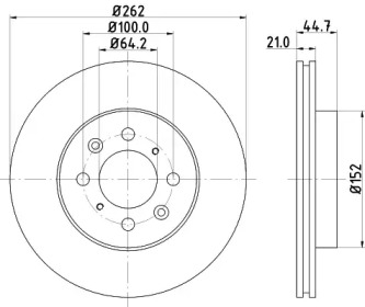 Тормозной диск HELLA PAGID для HONDA CIVIC V седан (EG, EH) 1.6 VTi (EG9)