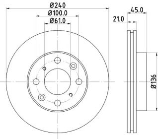 Дисковой тормозной механизм HELLA PAGID для HONDA CIVIC V седан (EG, EH) 1.6 16V Vtec (EH9)