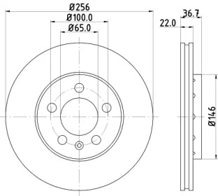 Тормозной диск HELLA PAGID для VW POLO (6R, 6C) 1.2 TSI