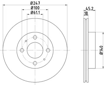 Дисковой тормозной механизм HELLA PAGID для NISSAN ALMERA I (N15) 2.0 D