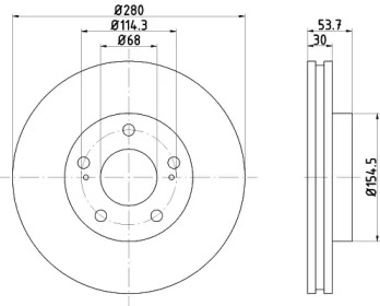 Тормозной диск HELLA PAGID для NISSAN 300 ZX (Z32) 3.0 Twin Turbo