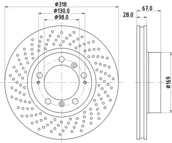 Тормозной диск HELLA PAGID для PORSCHE 911 Кабриолет (997) 3.6 Carrera 4