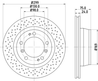 Тормозной диск HELLA PAGID для PORSCHE 911 Кабриолет (997) 3.6 Carrera 4