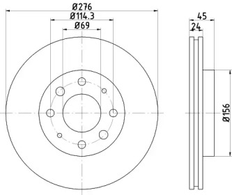 Тормозной диск HELLA PAGID для MITSUBISHI GALANT V седан (E5_A, E7_A, E8_A) 2.5 V6-24 4WD (E88A)