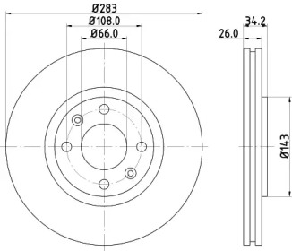 Тормозной диск HELLA PAGID для PEUGEOT 207 CC (WD_) 1.6 16V Turbo