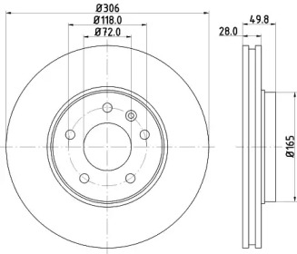 Тормозной диск HELLA PAGID для NISSAN PRIMASTAR Фургон (X83) 2.0