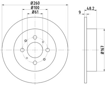 Тормозной диск HELLA PAGID для HONDA CIVIC VII купе (EM2) 1.7 i