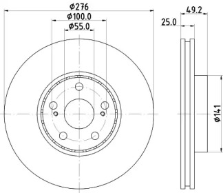 Тормозной диск HELLA PAGID для TOYOTA AVENSIS (_T22_) 1.8 VVT-i (ZZT221_)