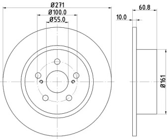 Тормозной диск HELLA PAGID для TOYOTA AVENSIS (_T22_) 1.8 VVT-i (ZZT221_)