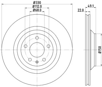 Тормозной диск HELLA PAGID для AUDI A6 (4F2, C6) 4.2 FSI quattro