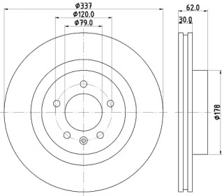 Тормозной диск HELLA PAGID для LAND ROVER DISCOVERY III (L319) 4.4 4x4