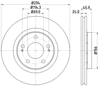 Тормозной диск HELLA PAGID для MITSUBISHI OUTLANDER III (GG_W, GF_W, ZJ) 2.2 Di-D 4WD (GF6W)