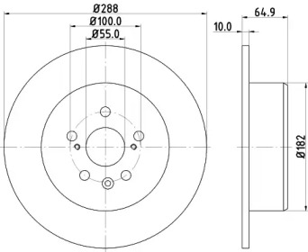 Тормозной диск HELLA PAGID для TOYOTA AVENSIS (_T22_) 1.6 (AT220_)
