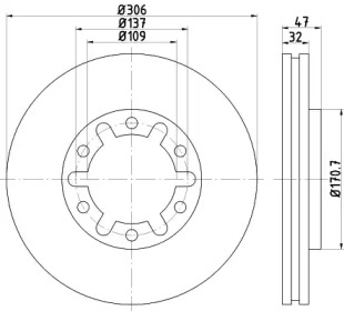 Дисковой тормозной механизм HELLA PAGID для NISSAN PATROL GR V Wagon (Y61) 4.2