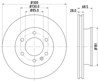 Тормозной диск HELLA PAGID для VW CRAFTER 30-50 c бортовой платформой/ходовая часть (2F_) 2.0 TDI