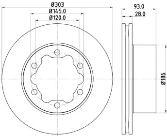 Тормозной диск HELLA PAGID для VW CRAFTER 30-50 c бортовой платформой/ходовая часть (2F_) 2.0 TDI
