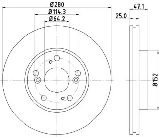 Тормозной диск HELLA PAGID для HONDA ACCORD VII Tourer (CM, CN) 2.4 (CM2)