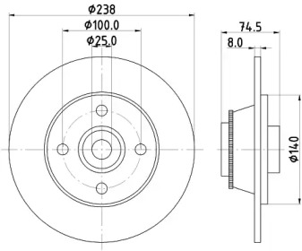 Дисковой тормозной механизм HELLA PAGID для RENAULT CLIO I (B/C57_, 5/357_) 1.4
