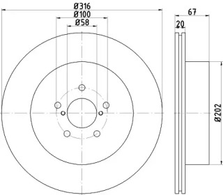 Дисковой тормозной механизм HELLA PAGID для SUBARU IMPREZA седан (GD) 2.0 WRX STi AWD (GDB)