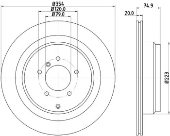 Тормозной диск HELLA PAGID для LAND ROVER DISCOVERY III (L319) 4.4 4x4