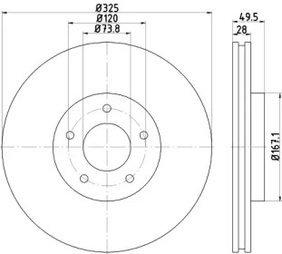 Тормозной диск HELLA PAGID для JAGUAR XK 8 купе (X100) 4.0