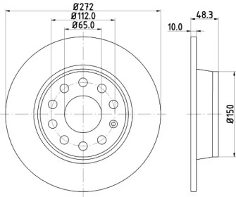 Тормозной диск HELLA PAGID для VW CADDY IV Variant (SAB, SAJ) 2.0 TDI 4motion