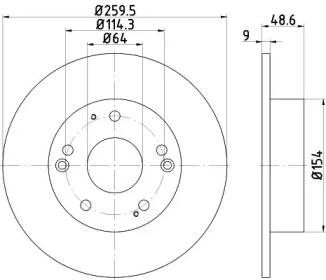 Тормозной диск HELLA PAGID для HONDA ACCORD VII Tourer (CM, CN) 2.4 (CM2)