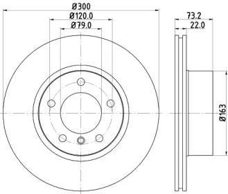 Тормозной диск HELLA PAGID для BMW 3 (F30, F80) 320 i xDrive