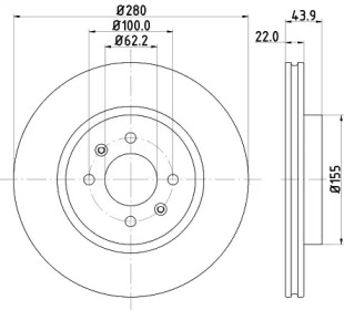 Тормозной диск HELLA PAGID для KIA RIO III седан (UB) 1.2 CVVT