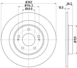 Тормозной диск HELLA PAGID для MITSUBISHI OUTLANDER III (GG_W, GF_W, ZJ) 2.2 Di-D 4WD (GF6W)