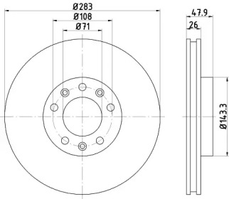 Тормозной диск HELLA PAGID для PEUGEOT 308 SW II 1.6 THP 163