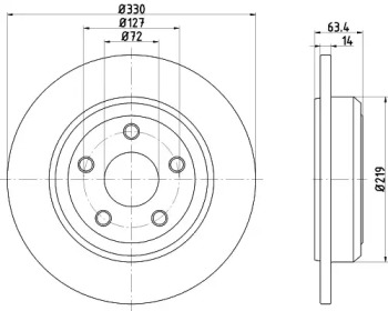 Тормозной диск HELLA PAGID для DODGE DURANGO (WD) 3.6