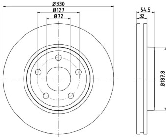Тормозной диск HELLA PAGID для DODGE DURANGO (WD) 3.6