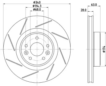 Тормозной диск HELLA PAGID для RENAULT MEGANE III купе (DZ0/1_) 2.0 R.S.