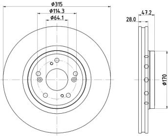 Дисковой тормозной механизм HELLA PAGID для HONDA CR-V IV (RM_) 1.6 i-DTEC 4WD