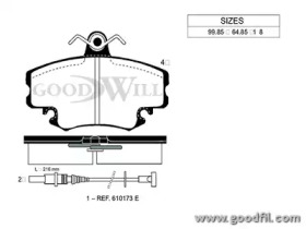 Тормозные колодки GOODWILL для DACIA LOGAN (LS_) 1.6 (LSOB, LSOD, LSOF, LSOH)